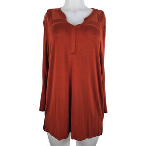 Roz & Ali Orange Lightweight Long Sleeve Blouse Women XL